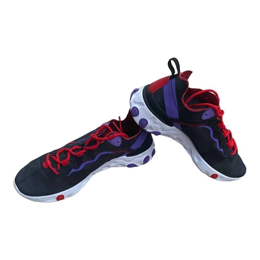 Nike React Element 55 Womenns 7.5 Black Red Purple CQ9903-001 Running Sneakers - Picture 14 of 16